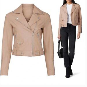 Slate & Willow Leather Moto Jacket Classic  Nude Size S